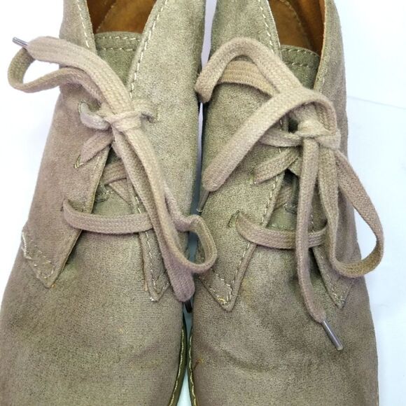 Merona Suede Lace Up Rubber Chunky Heel Ankle Boots Booties 8 - Picture 7 of 12